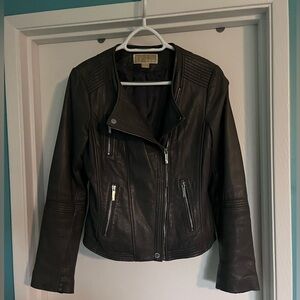 Michael Kors Women's Dark Grey Leather Jacket